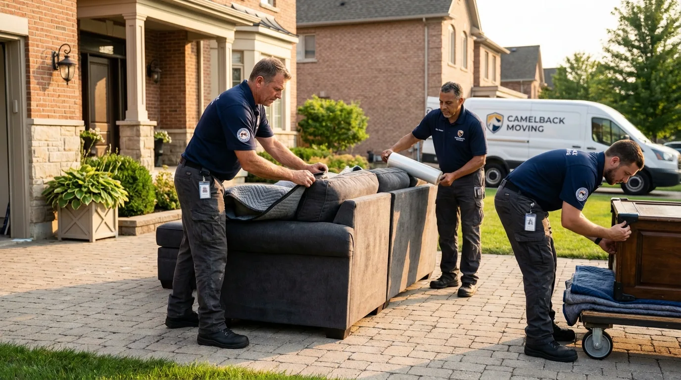 Large estate moving crew wrapping furniture in Smith, NV