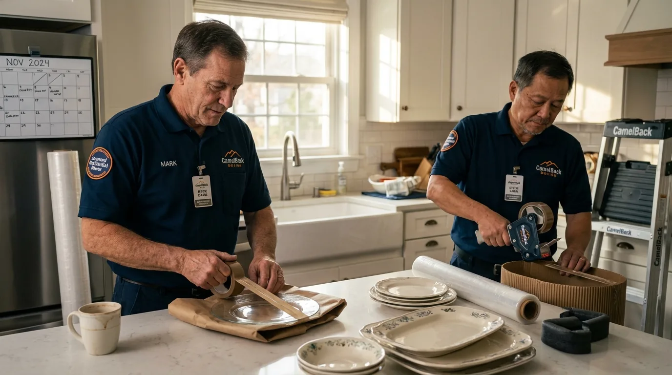 Professional crew packing kitchen dishware in Smith, NV